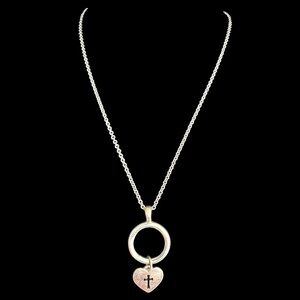 James Avery Heart Cross Charm Pendant and Chain Necklace Both Signed